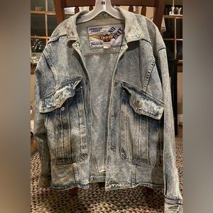 Jordache Jeans men's M Medium NO EXIT acid washed denim jean jacket USA Made
